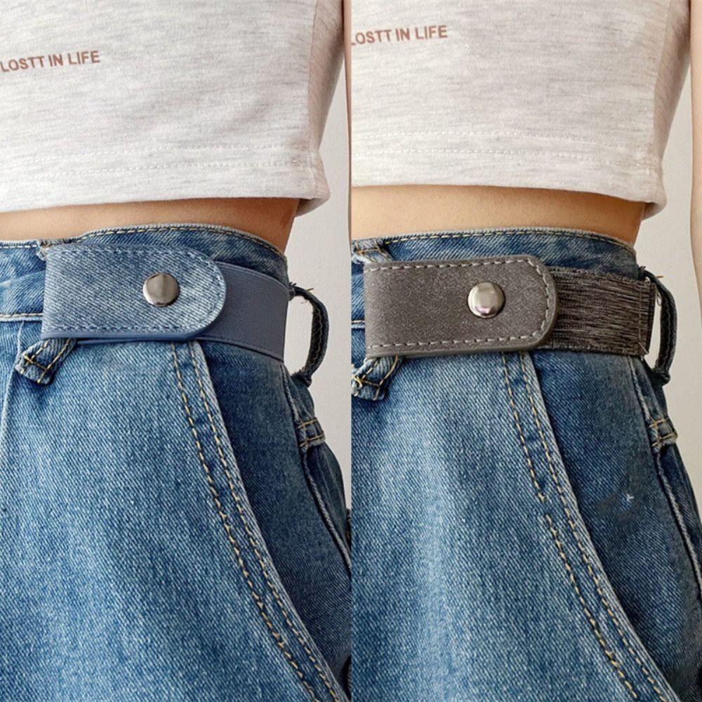 1Pc Versatile Elastic Belt Without Buckle Japanese Decoration Women Ladies Jeans Pants No Buckle Invisible Belt Waistband