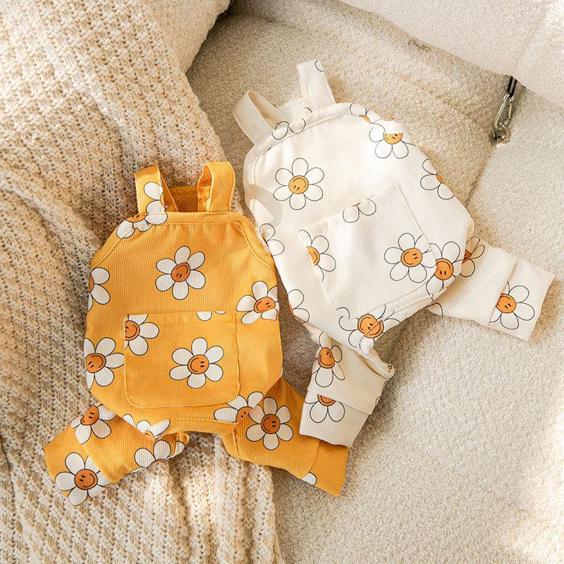 New Sunflower Overalls Autumn and Winter Puppy Clothes Kitten Four-legged Clothes In The Small Dog Pet Clothing