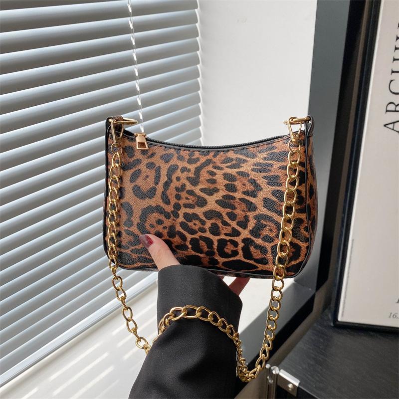 2025 зима новая нишевая сумка-полумесяц зарубежный стиль мода простой леопардовый принт на одно плечо подмышечная сумочка