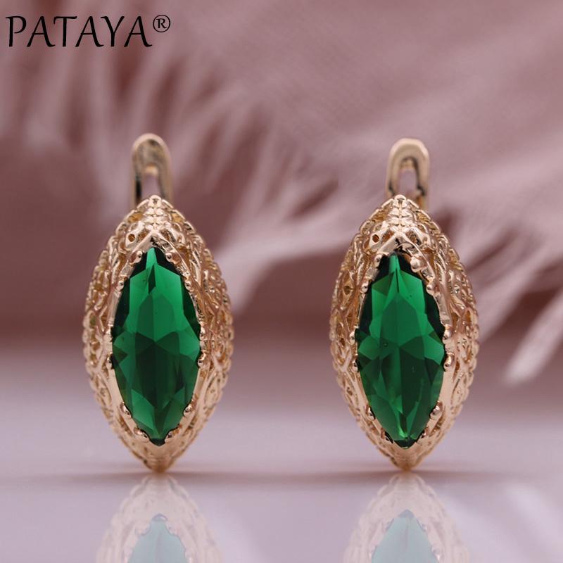 PATAYA Красно-зеленые серьги-капли в виде лошади, трендовые женские серьги из розового золота, винтажные серьги ручной работы