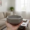Geometric gray octagonal bowl, modern design