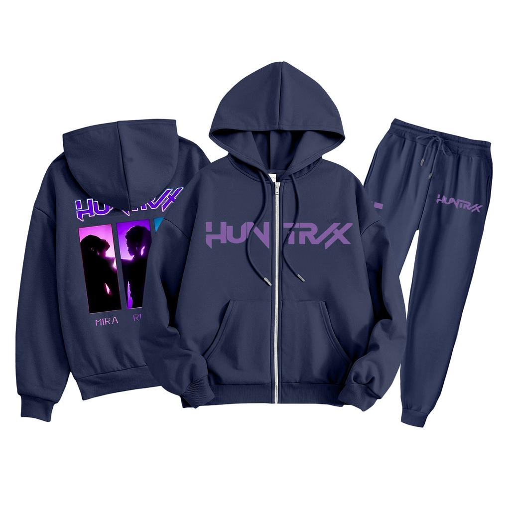 Детская мода Толстовка с капюшоном на молнии с длинными рукавами и спортивные штаны Однотонный комплект толстовки с карманами