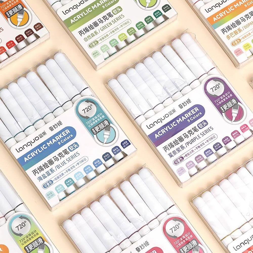 9-Colors Acrylic Pen Straight Liquid Art Felt Pens High-quality Marker Pen