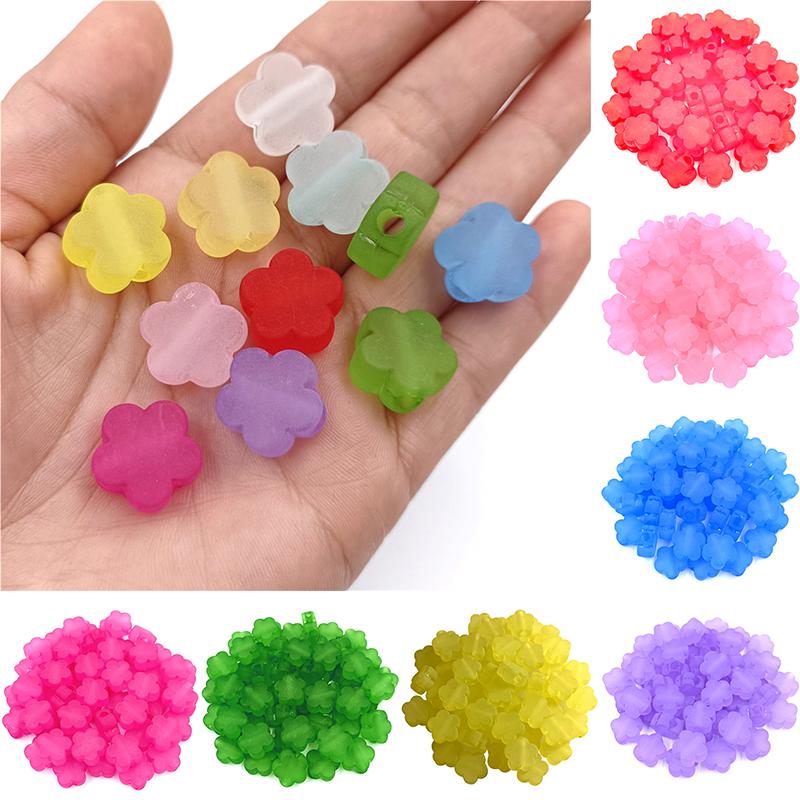 Креативная форма цветка, акриловый цветок сливы, прозрачные матовые бусины, аксессуары для украшений для волос, 10 шт., 15 мм, изготовление ювелирных изделий, ожерелье, браслет для