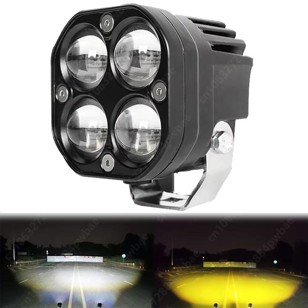 Двухцветные 3-дюймовые мотоциклетные прожекторы 200 Вт LED 30000 лм 12 В 24 В Рабочий свет для грузовика Противотуманная фара Фара для мотоцикла Грузовика Автомобиля