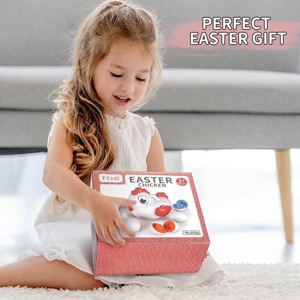 Color Matching Game Shape Sorter with 6 Toy Eggs, Fine Motor Skills Sensory Toys, Montessori Educational Toys Easter Gifts for 3 4 5 6 Girls Boys Baby