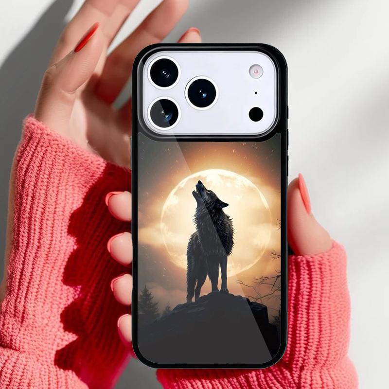 Чехол для телефона 'Луна Воющий Волк' для iPhone 17 Air 16e 15 14 13 Pro Max Задняя крышка для 12 11 Pro Coque