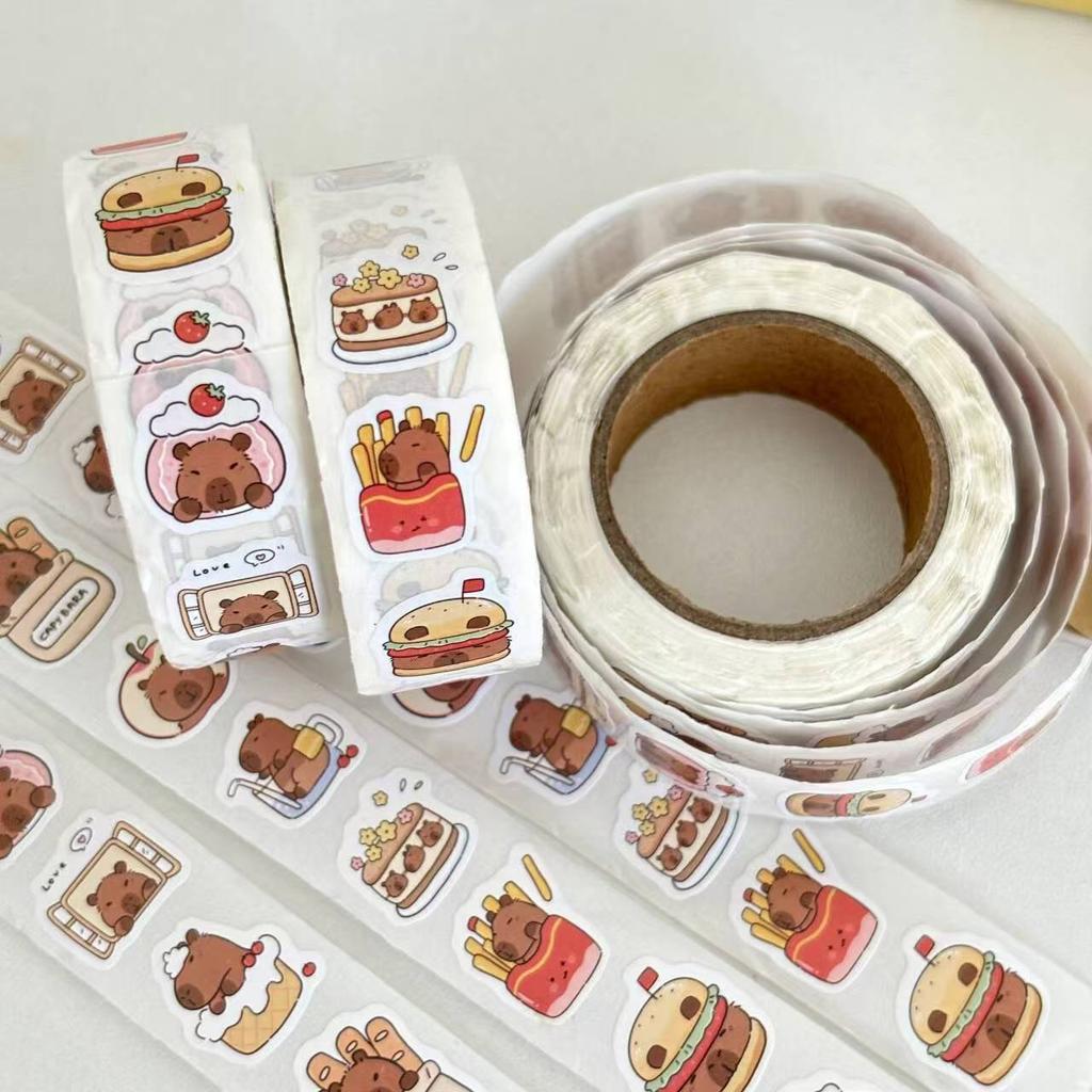 Kapibara Sealing Sticker Cute Cartoon Capybara Hand Account Decorative Sticker DIY Roll Sticker Self-adhesive Sticker