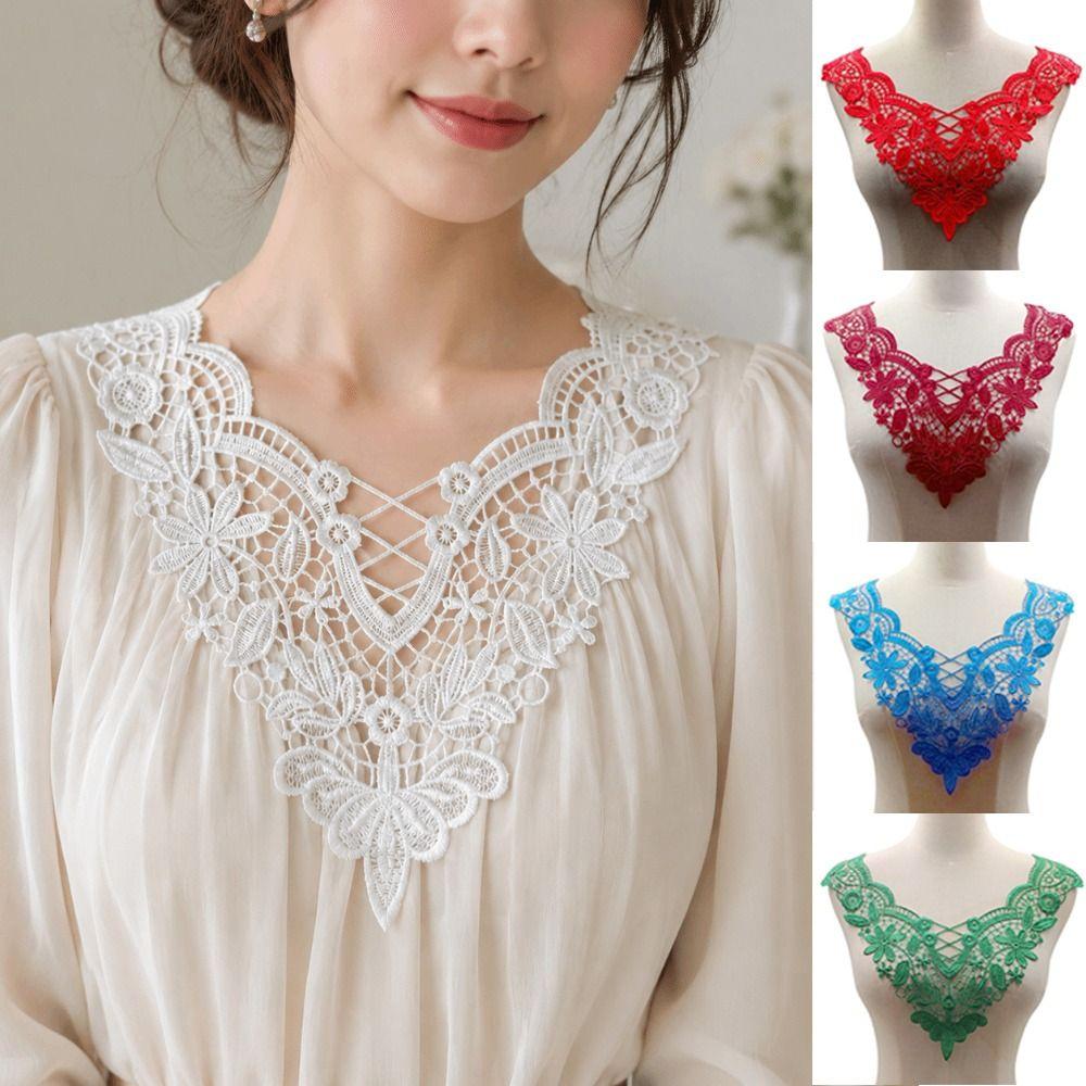 Handmade Embroidered Flower Collar Elegant Hollow Out Trim DIY Sewing Supplies