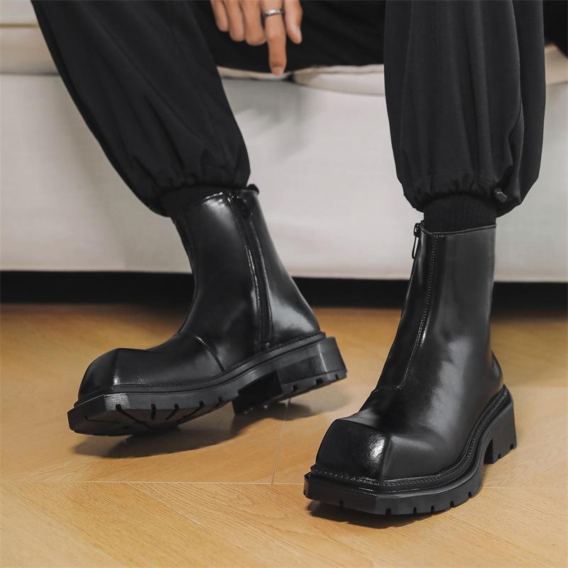 Chelsea boots men's 2024 autumn and winter new British style men's square head thick sole heightening Martin boots 2907-J