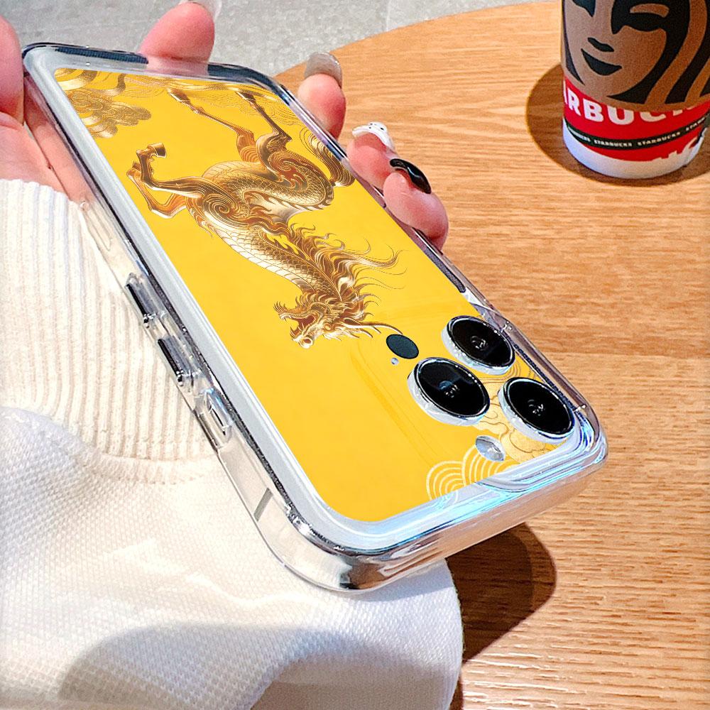 Golden Kirin on Yellow Background Phone Case for IPhone 14 15 16 17 13 12 11 Pro Max Plus 12 13 Mini TPU Protect Cover