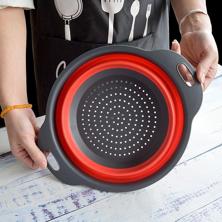 Adjustable Silicone Telescopic Folding Drain Basket for Vegetables