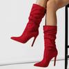 Eilyken New Fashion Wedding Pleat Ankle Boots Women Autumn Winter Concise Pointed Toe Thin High Heels Female  Shoes