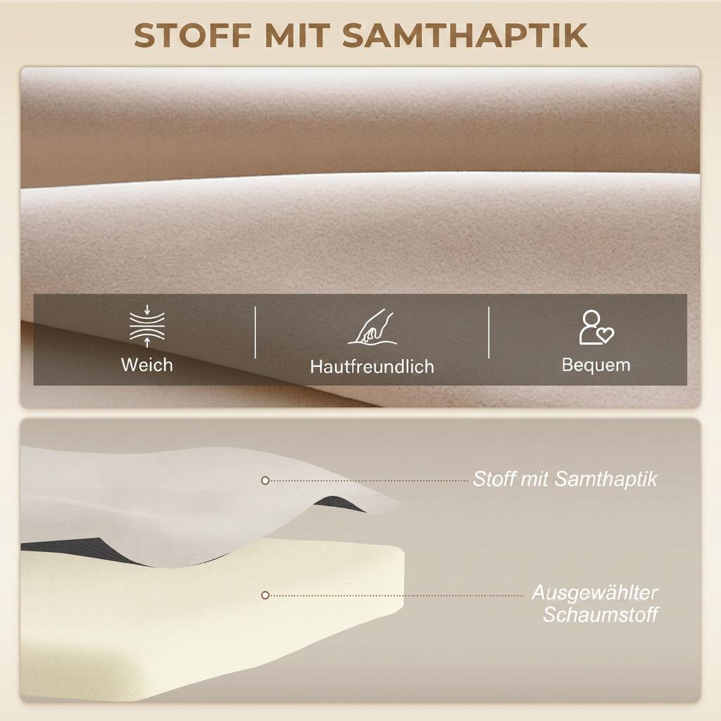 Sleeper Sofa 2-Seater Sofa Velvet Sofa, sleep function, incl. 2 cushions, velvet look, Natural + Beige + Black