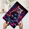 Cyberpunk Cat Gamer Tinplate Poster Customized Wall Art Vintage Retro Metal Signs for Modern Home Decoration Luxury Office Decor