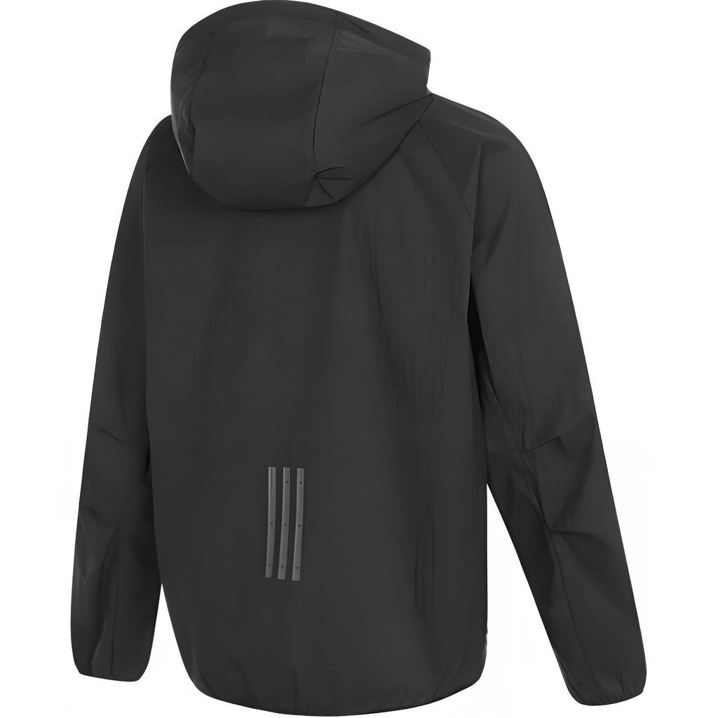 Adidas Lightweight Woven Monochrome Hooded Jacket Men Outerwear Black JI8658