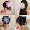 Ostrich Feather Claw Clip: Elegant Updo Accessory for Volume & Style