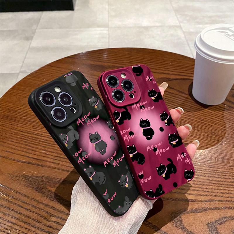 Поверхность морщин и неровностей чехол для мобильного телефона милый кот напечатан защитный матовый чехол TPU мягкий силиконовый чехол