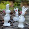 3pcs Ceramic Couple Rabbit Figurine Handicraft Bunny Statue White Rabbit Ornament  Bedroom