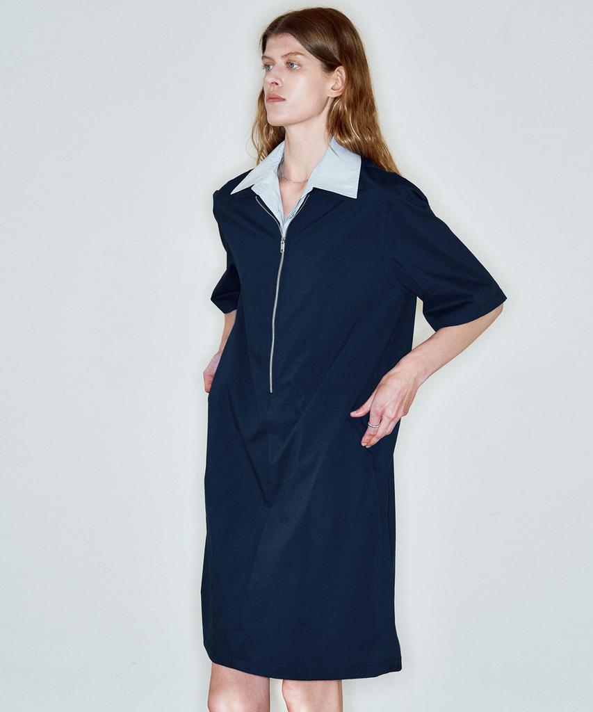 Ssikeoseun Detachable Shirts Collar Dress_Navy