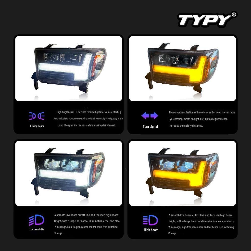 Совместимо с Toyota Tundra 2007-2013: Светодиодные Проекторные Фары с Дневными Ходовыми Огнями и Потоковым Поворотником.