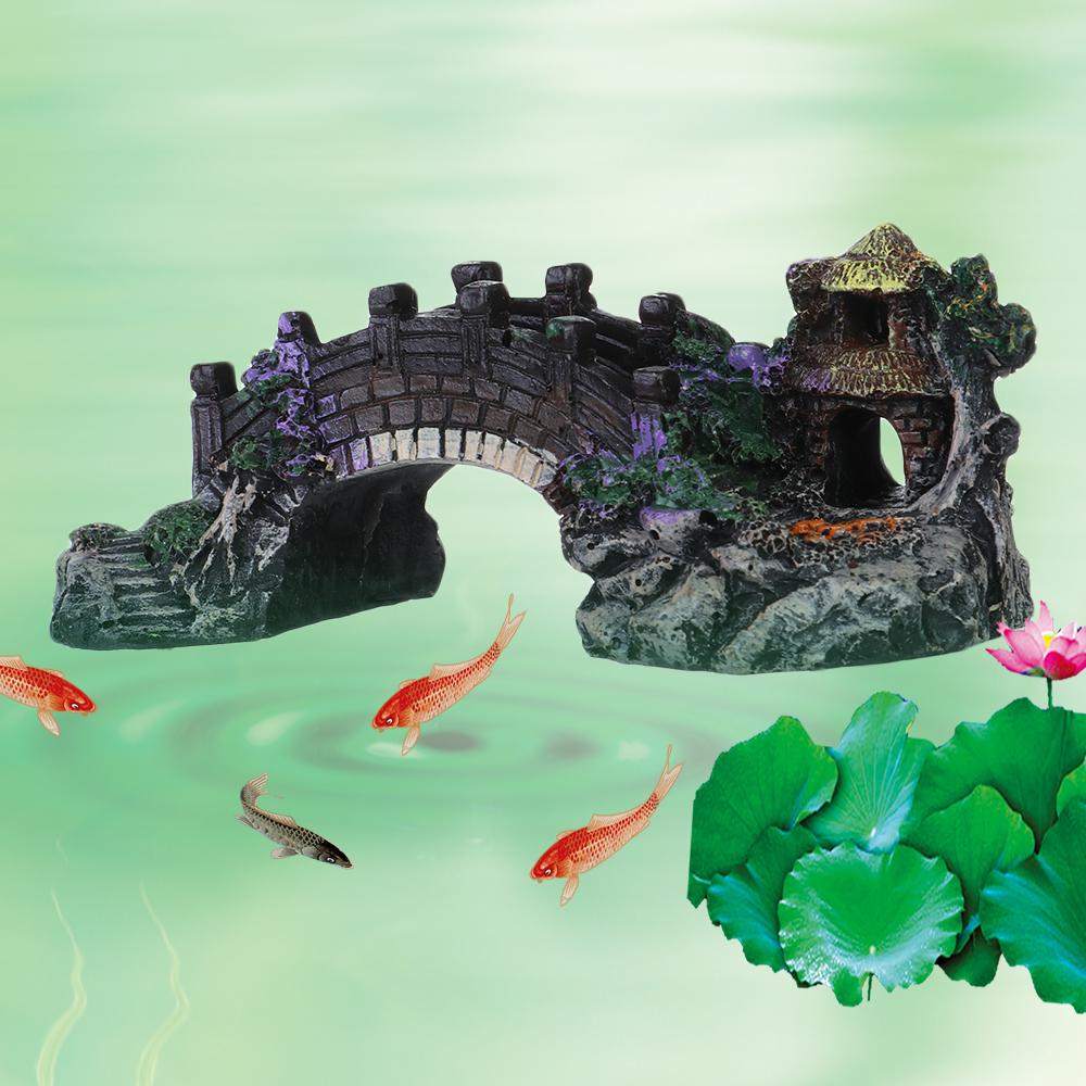 Accessories Fish Tank Ornament Fake Landscaping Artificial Bridge Rockery Resin Aquarium Ornaments