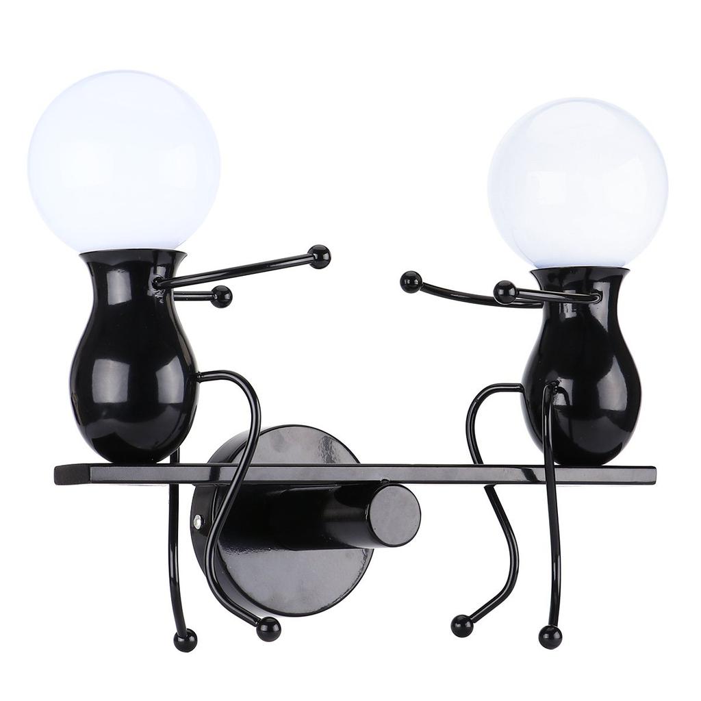 KAWELL Bracket Light Vintage Wall Light Doll Light Double Head Metal Wall Light Sconce Lighting Cartoon Doll Height Adjustable Gift Wall Lamp LED Wall