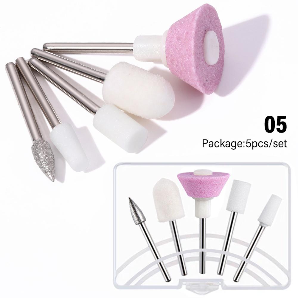 LINMANDA 5/6/12/30Pcs Nail Art Machine Quartz Grinding Stone Diamond Nail Drill Bit Rotary Burr Grinding Pedicure Kit Tool