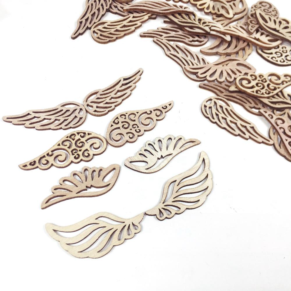 Натуральный декоративный DIY ремесло скрапбукинг граффити орнамент деревянные чипсы крылья ангела кулон