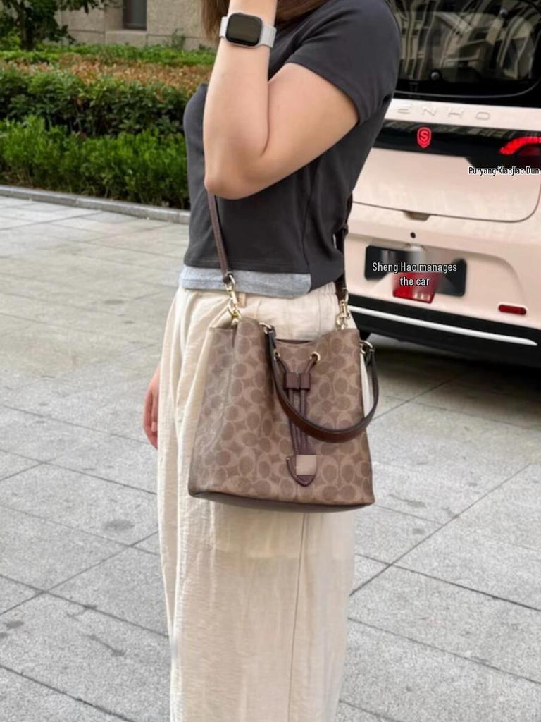 KOUJIA 2025 Rowan Bucket Bag: Classic Monogram Mother-and-Child Shoulder/Crossbody Handbag