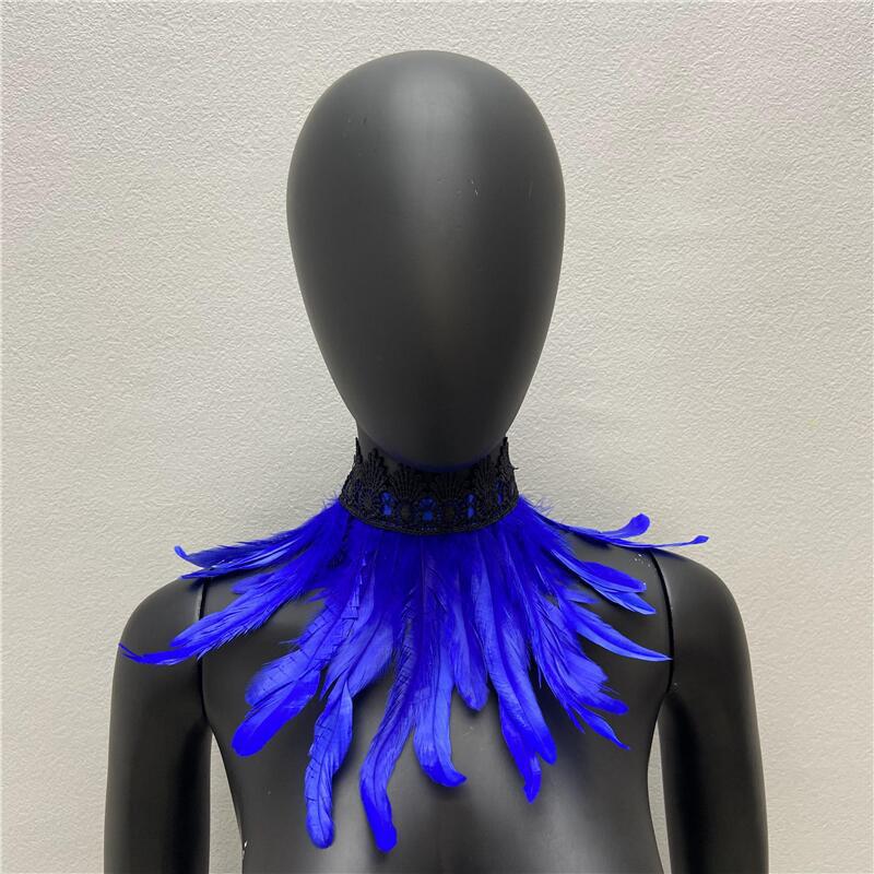 32 см Роскошный панк-перо чокер кружевное перо ожерелье готический перо шарф