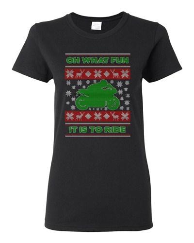 Ladies Oh What Fun It Is To Ride Rider Ugly Christmas Funny DT T-Shirt Tee Unisex T-Shirt