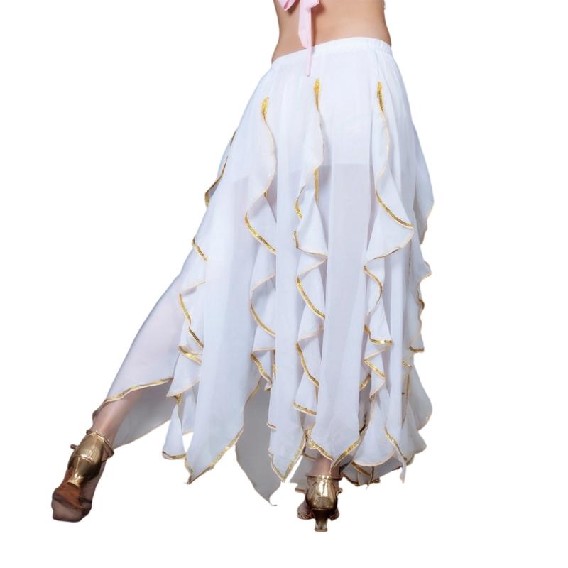 Костюм для восточных танцев для женщин Юбка для belly dance Шифоновая макси-юбка с оборками Наряд для танцовщицы живота Костюмы на Хэллоуин