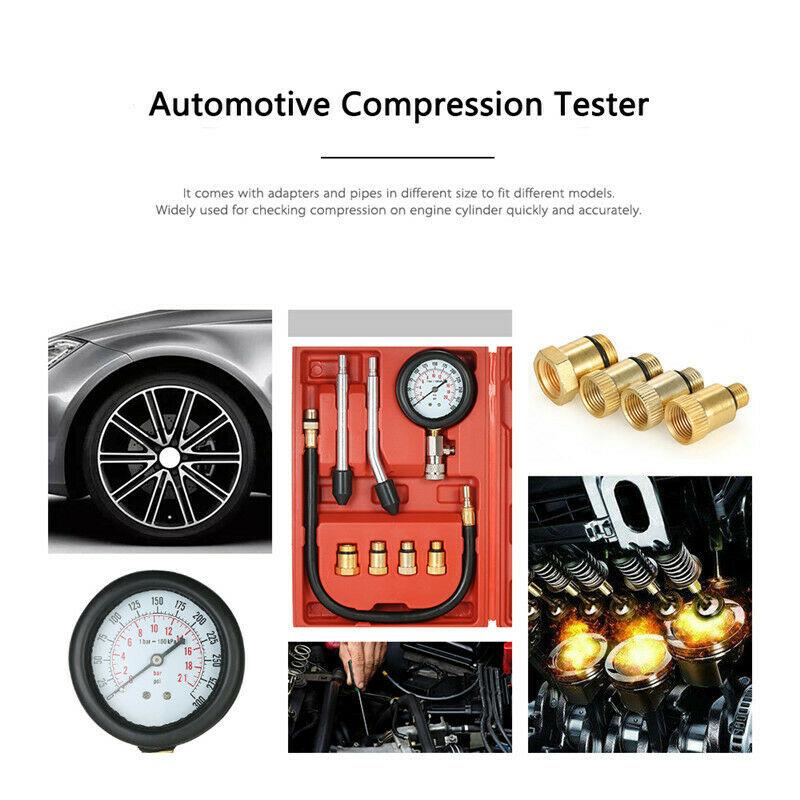 Petrol Engine Cylinder Compression Tester Kit Automotive Tool Gauge for Testing Car Motorcycle Outboard Motor Snowmobile0-300PSI