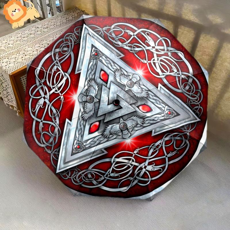 1PC Viking theme Umbrella Portable Folding Umbrella Iron Frame Hole Bone Structure Outdoor Home Umbrella A9