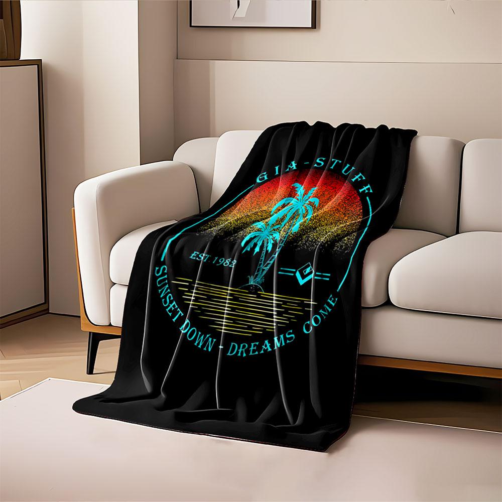 Tropical Sunset Blanket for all seasons blanket lunch break throw gift