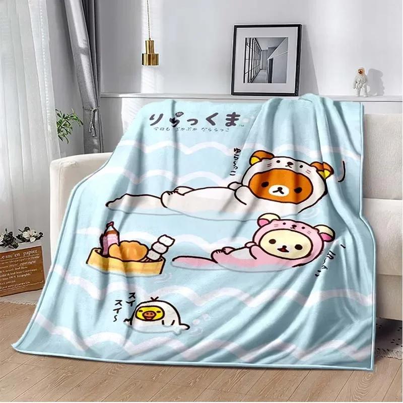 Мультяшный Rilakkuma Аниме Девочки Пледы Одеяло для Ребенка Поход Пикник Кровать Супер Мягкое Милое каваи Фланелевое Одеяло подарок на день рождения