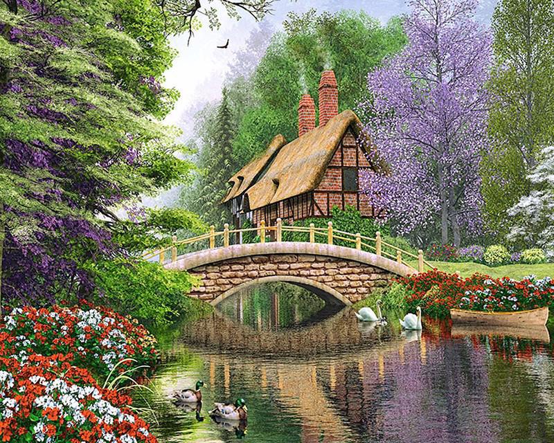 Алмазная вышивка Снежный дом Ремесленный комплект Полный дрель Площадь Новое поступление Алмазная картина Маяк Пляж Цветочный пейзаж Мозаика Украшение дома