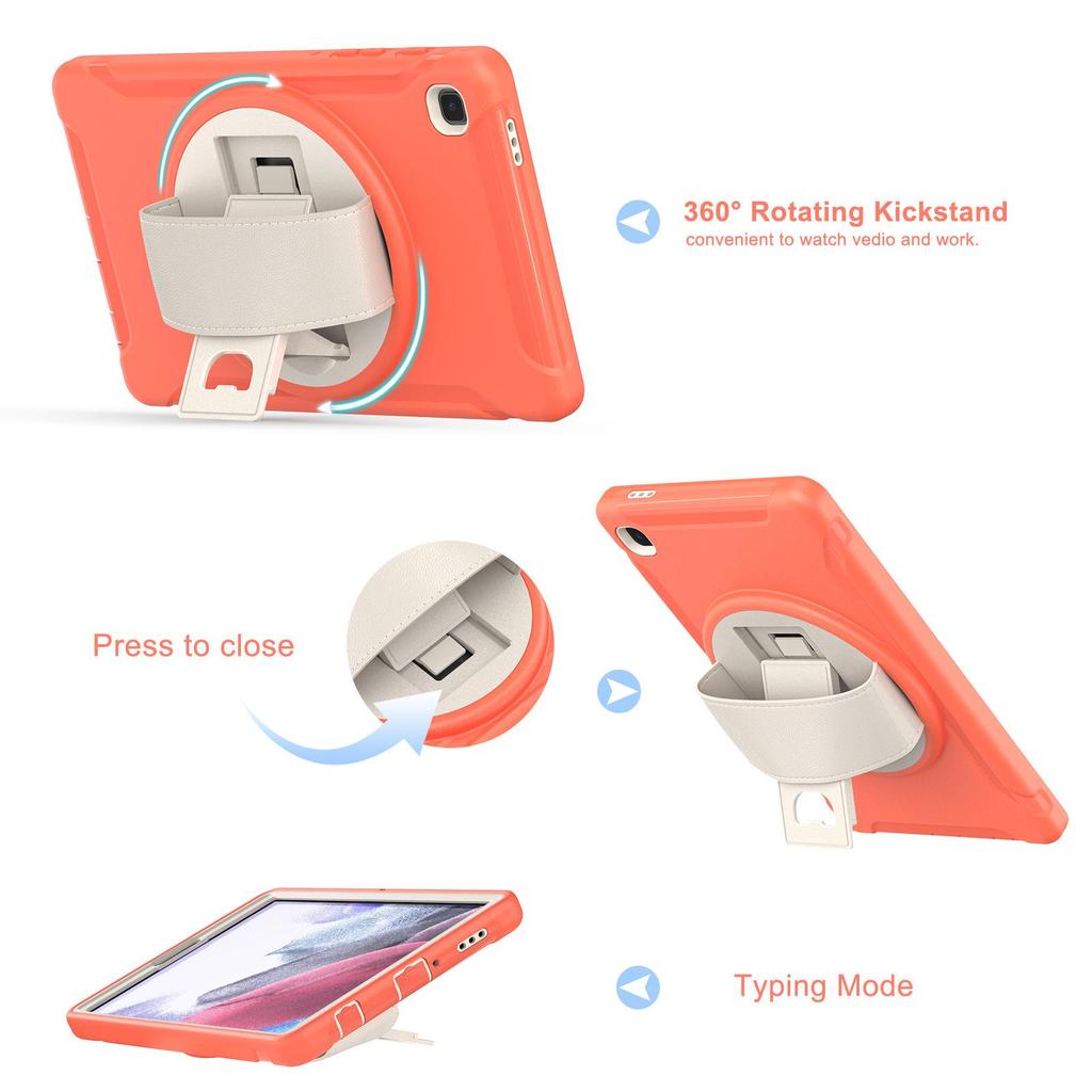 Защитный чехол для Samsung Tab A7 Lite 8,7 дюйма с вращающейся на 360° подставкой и эластичным ремешком на руку