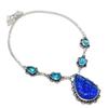 Blue Topaz Carving, Topaz Gemstone 925 Sterling Silver Jewelry Necklace 18"