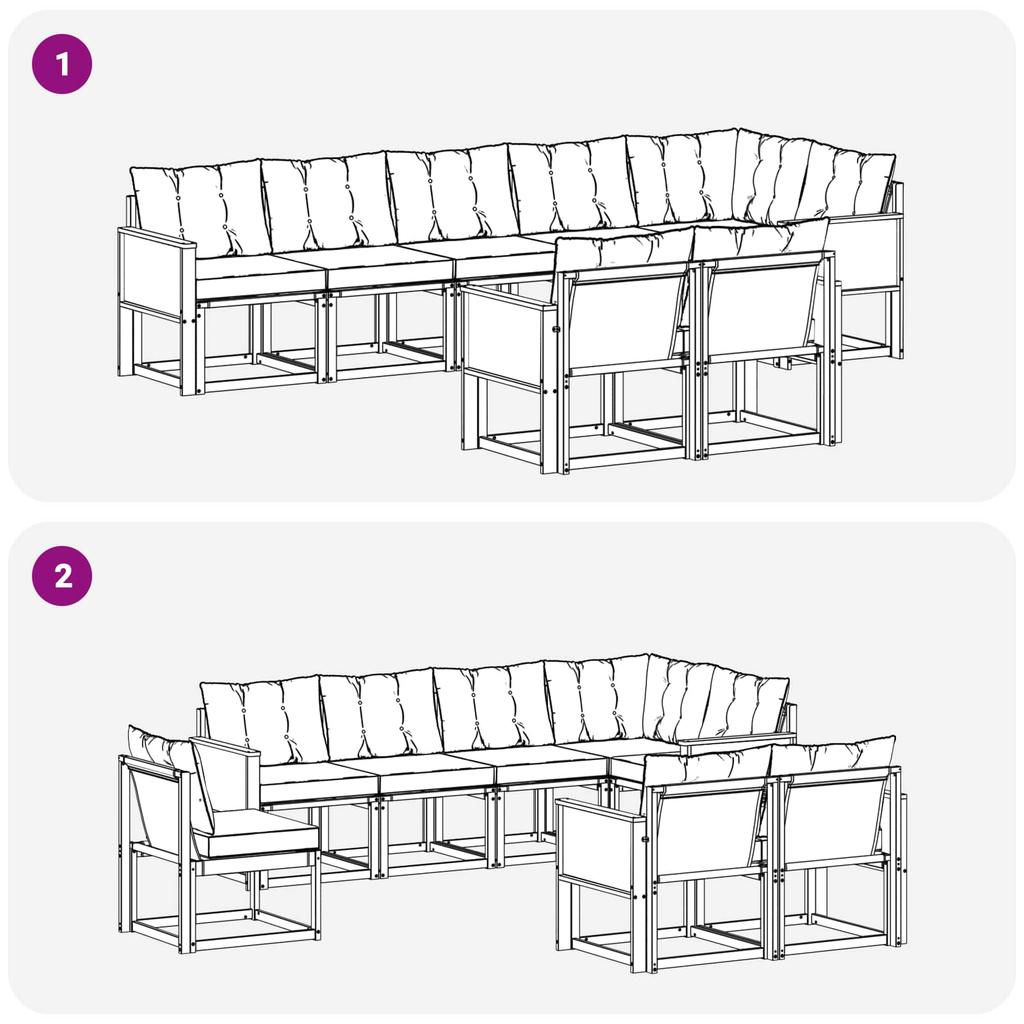 Outdoor Sofa Set with Cushions 8 pcs Natural and Black