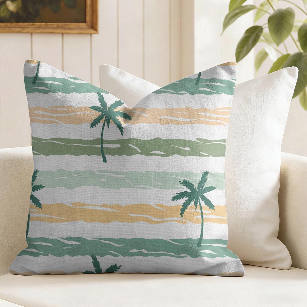 Plam Trees Flowers Cushion Cover Summer Linen Pillow Case Organic Fabric Cushion Cover DoubleSided Print Sofa Home Decor