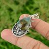 Daughters Day Sale Pear Solar Moss Agate Stone Engagement New Pendant 925 Silver