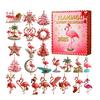 Yousheng 2025 Flamingo Advent Calendar 24 Days Countdown Calendar with Acrylic Flamingo Ornaments Pink Tropical Flamingo-Themed Holiday Decoration