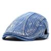Синий джинсовый берет для мужчин и женщин, модная хлопчатобумажная шляпа с загнутыми полями, кепка с утиным язычком, повседневная кепка с восемью передними полями