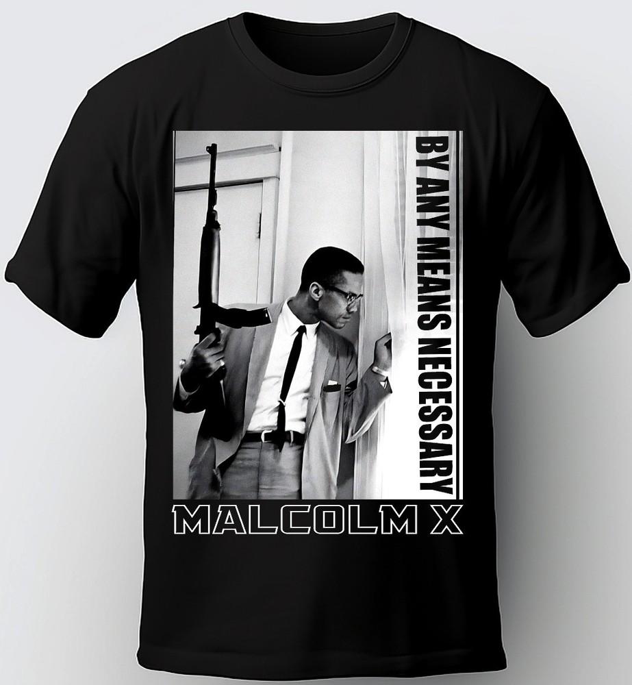 ФУТБОЛКА MALCOLM X. С ПИСТОЛЕТОМ, ДЕРЖИТ РУЖЬЕ, УНИСЕКС ФУТБОЛКА. ФУТБОЛКА НАЦИИ ИСЛАМА Унисекс Футболка