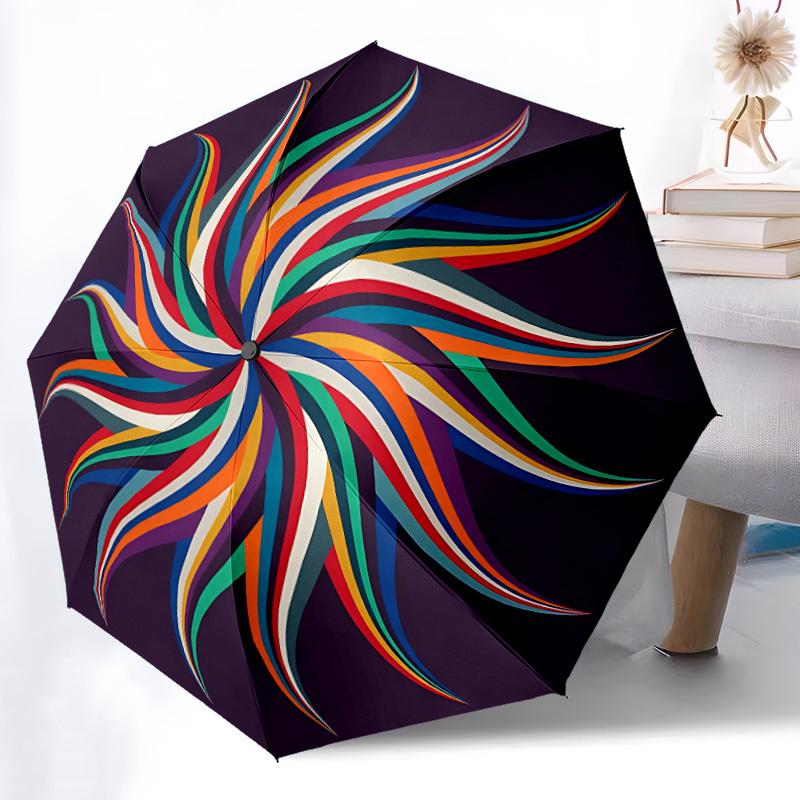 1pc Colorful Spiral Automatic Folding Umbrella - 8-Rib Automatic Open/Close, Large Canopy, Portable for Office, Living Room, Bedroom yy251217104