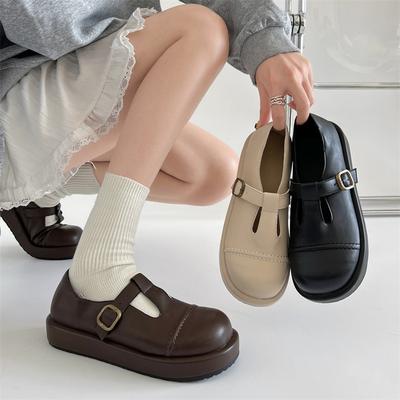 Коричневые универсальные туфли на платформе в британском стиле из маленькой кожи женские 2025 новые осенне-зимние с юбкой ретро французские туфли Мэри Джейн