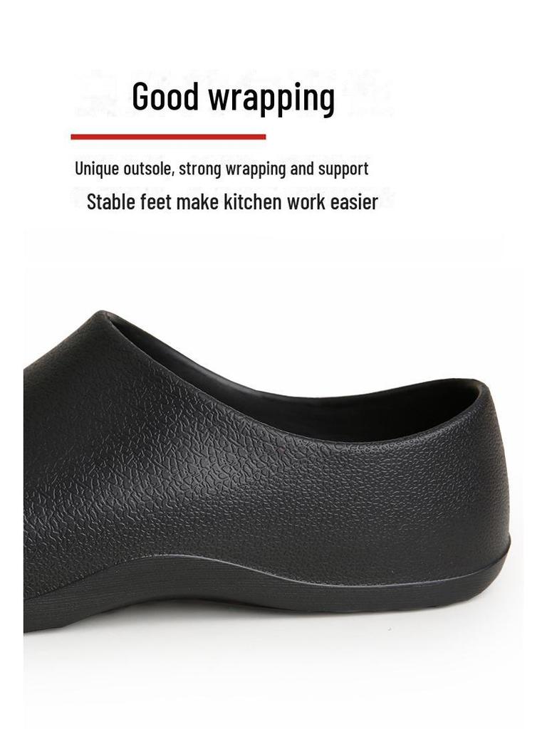 Black S076 Non-Slip Waterproof Chef Shoes - Oil-Proof, Soft Sole, Wear-Resistant for Kitchens & Restaurants