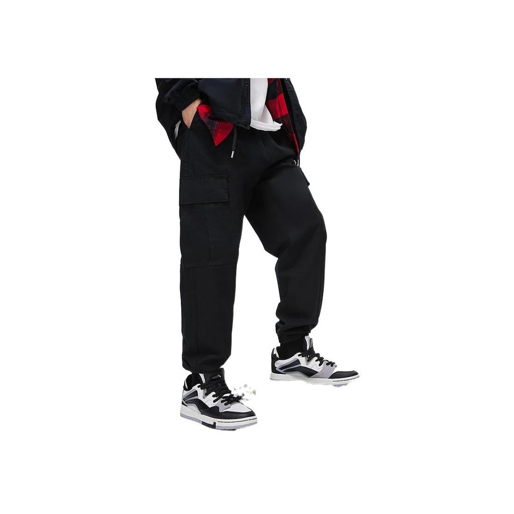 Li-Ning SS23 Спортивные повседневные брюки с вышивкой букв, мужские брюки, черные AKXT021-1